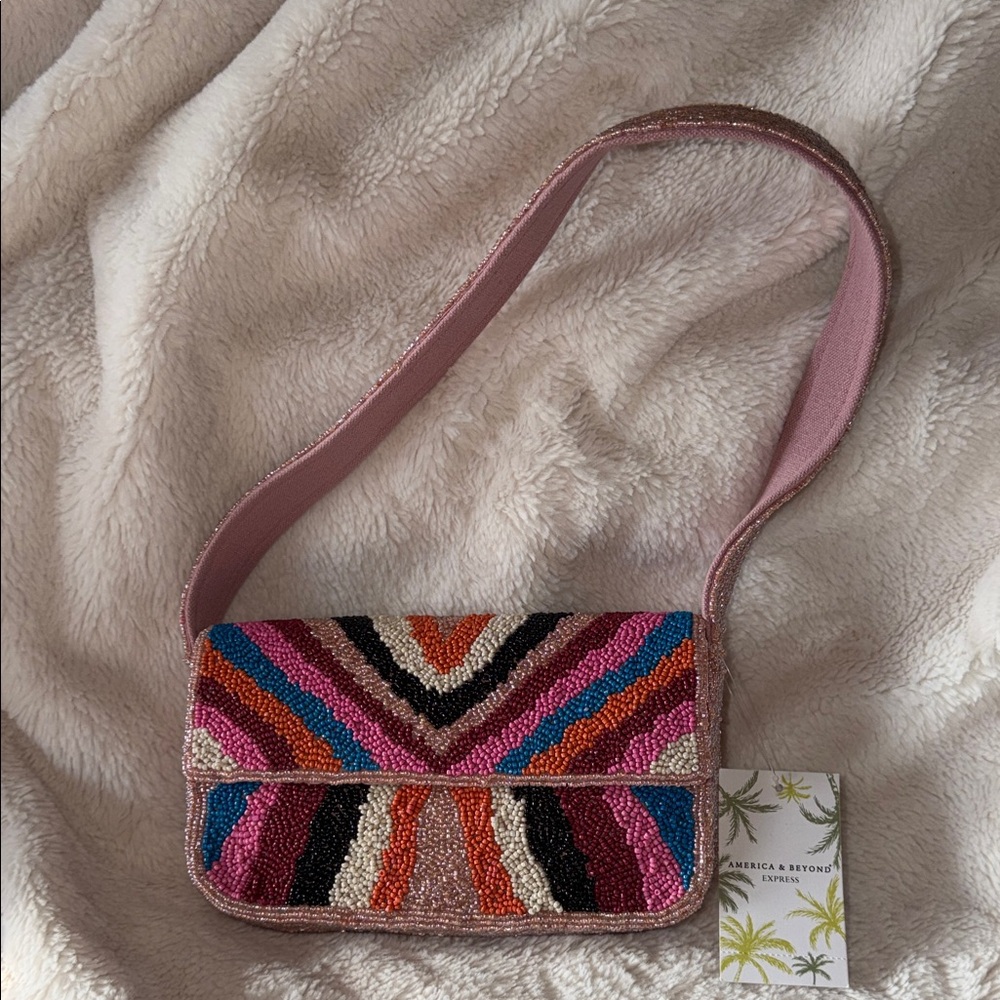 American & Beyond Vibrant Multicolor Beaded Satchel